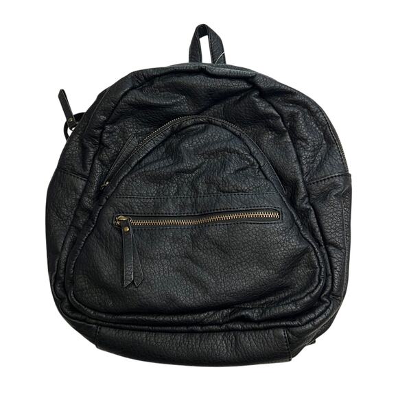 Under One Sky Solid Black Pebbled Leather Backpack w/ Multiple Pockets, NWT! - Picture 1 of 11